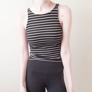 AEO Striped High Neck Tie-Back Crop Tank